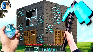 Minecraft in Real Life POV - CUBE DIAMOND HOUSE in Realistic Minecraft RTX Texture Pack 創世神第一人稱真人版