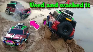 1/10 Scale, Rc Crawler Bronco 4×4 Off Road Driving in mud road, traxxas trx4 bronco, rock crawling