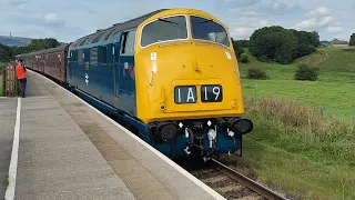 Class 42 Warship 'Glory' arriving and departing Burrs Country Park