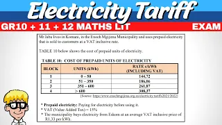 Electricity Tariff Exam Question | Gr 12 | Gr 11 | Gr 10