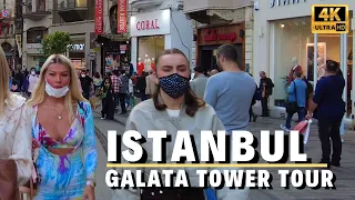 Istanbul Walk Galata Tower, Istiklal Street l October 2021 Turkey [4K UHD]