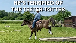 Teaching my 3yr old how to cross the Teeter Totter