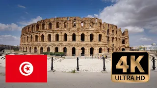 【4K Walk in Tunisia】Amphitheatre of El Jem, walking one of the best preserved Roman stone ruins