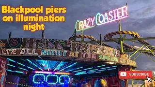 Blackpool illuminations day/night central Pier & South pier
