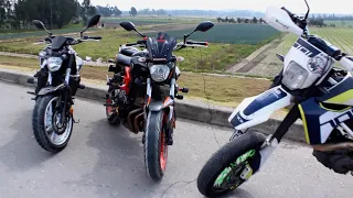 HUSQVARNA 701 SUPERMOTO VS YAMAHA MT 07  I  MT 09 VS DUCATI MULTISTRADA  I  1/4 de Milla.