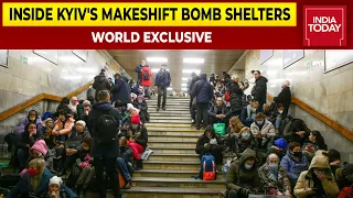 Civilians Take Shelter in Subway Stations, Inside Kyiv's Makeshift Bomb Shelters | EXCLUSIVE