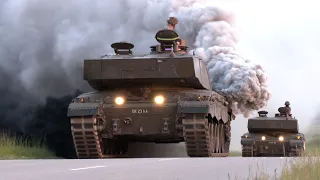 British Army tanks travel through German town | Big smoke cloud 💨