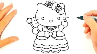 How to draw a hello kitty with heart step by step || hello kitty drawing || kids toodles