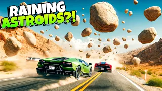 Can We Escape RAINING ASTROIDS in BeamNG Drive Chaos Mod?!