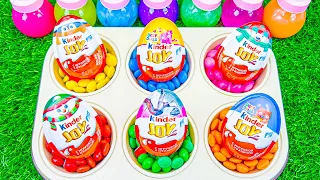 Satisfying ASMR l Glossy Lollipop Slime Candy in Color Tray Circle with Surprise Kinder Joy Eggs