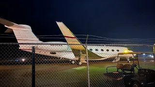 Executive Jet Management Gulfstream G650ER Night landing at Chester County Airport