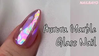 네일바요/nailbayo)aurora marble glass nail/ 마블네일/유리알네일/우루우루네일/셀프네일