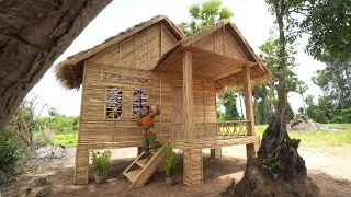 100 Days She Build Beautiful Millionaire Luxury Bamboo Villa House by Ancient Skills