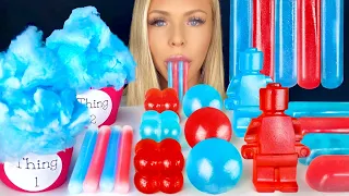 ASMR THING 1 THING 2* BLUE RASPBERRY, COTTON CANDY, CHERRY DESSERT, JELLY BUBBLES MUKBANG 먹방 꿀벌