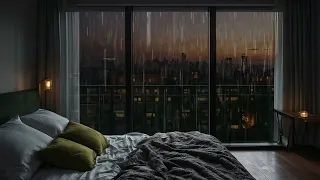 Rain Sounds For Sleeping | A Luxury Apartment With A View Of City | 10 Hours
