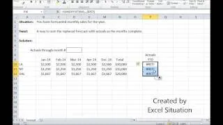 Excel sum actuals versus forecast using Sum Offset combo