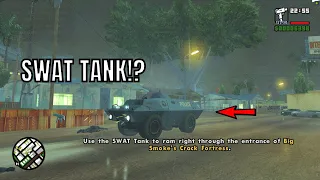 GTA San Andreas:How to get the SWAT Tank at the mission "End Of The Line" (Unique Vehicle!)
