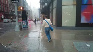 Walking in the Heavy Rain in Manhattan NYC