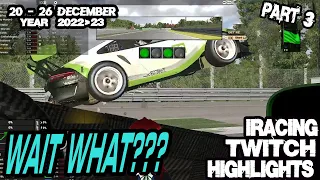 iRacing Twitch Highlights 23S1W2P3  20 - 26  December 2022 Part 3 Funny moves saves wins fails