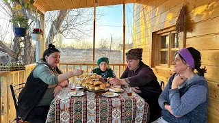 We Prepare Traditional Azerbaijani Desserts and Pilaf in a Wooden House in Our Village
