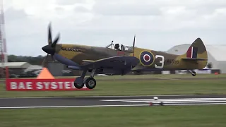 Spitfire and Hurricane landing at RIAT 2019