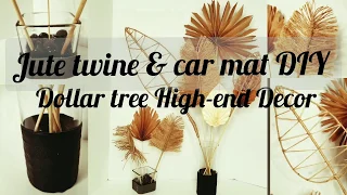 Dollar tree high-End home decor DIY ⚫ jute twine DIY leaf decor ⚫ large paper leaf DIY