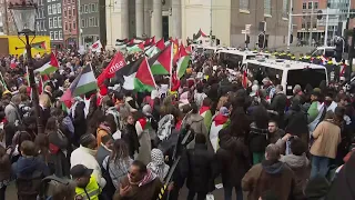 Pro-Palestinian protest in Amsterdam as Israel president attends Holocaust Museum opening