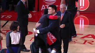 James Harden Jumps into Yao Ming's Arms like a Little Kid | February 3, 2017 | 2016-17 NBA Season