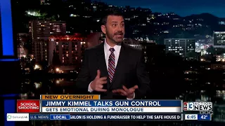 Jimmy Kimmel gets emotional while talking gun control