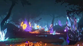 4k magical forest LED display background, fantasy jungle animation must watch avatar style