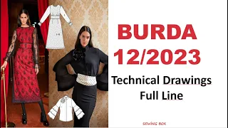 BURDA DECEMBER ALL PICTURES WITH TECHNICAL DRAWINGS & BURDA 12/2023