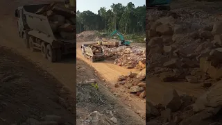 Incredible Dump Truck Moving Big Stone For New Road Construction