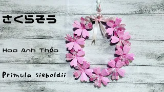 How to make Floral Wreath of Primula sieboldii for door decoration/wall decoration #origami#handmade