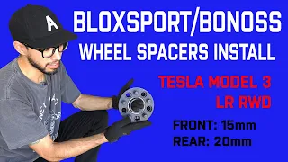 BLOXSPORT BONOSS WHEEL SPACERS INSTALL ON TESLA MODEL 3 LR RWD 15MM 20MM ON AERO WHEELS ANTI SEIZE