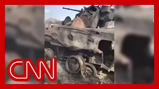 Video appears to show Russian vehicles destroyed after battle