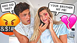 HIS BROTHER BEAT ME UP PRANK ON FIANCE *Cute Reaction*