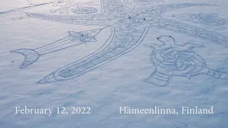 A 220-meter snow drawing of marine animals