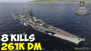 World of WarShips | Tirpitz | 8 KILLS | 261K Damage - Replay Gameplay 4K 60 fps