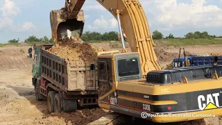 CAT Excavator Loading Trucks | CAT 330B Excavator , HINO Dump Truck