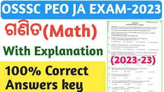 OSSSC peo mathematics all 100% correct answer key with explanation 2023/Osssc peo math explanation