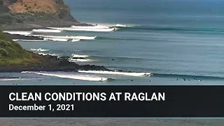 Clean, WSW swell at Raglan, New Zealand on December 1, 2021