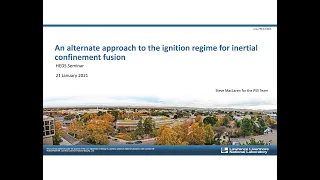 HEDS | An Alternate Approach to the Ignition Regime for Inertial Confinement Fusion