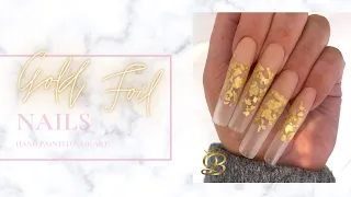 Gold Foil Nails 💫 using GLITTERBELS Extreme Square Tips with NICOLA BISHOP