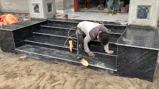Technique Of Building Machining and Install Granite For Porch Step - Design & Build Porch Step