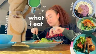 what i eat in a day 🫐 realistic vegan meals, recipe ideas + workout!