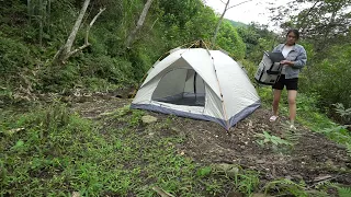 Outdoor adventure _ girls Relaxing camping the perfect place to listen to the sounds of nature. ASMR