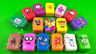 Mixing Rainbow CLAY with Numberblocks inside Suitcase, Hexagon Shapes,... Coloring! ASMR