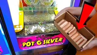 Putting 1,000 Quarters in a Coin Pusher!!