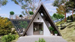 6 x 8 Meters - Amazing Beautiful The A-Frame House | Tiny House 3D