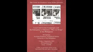 "Local Anti-Crime Campaigns and the Emergence of Duterte’s 'War on Drugs' in the Philippines"